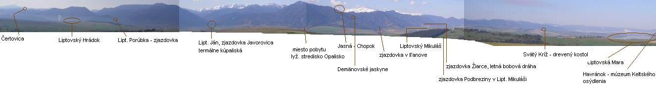 pohled na Nízké Tatry se zobrazení atrakcí